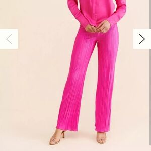 Nwt GOOD AMERICAN Vibrant Pink BETTER PLISSE Women's Pleated Pants Barbie Y2K